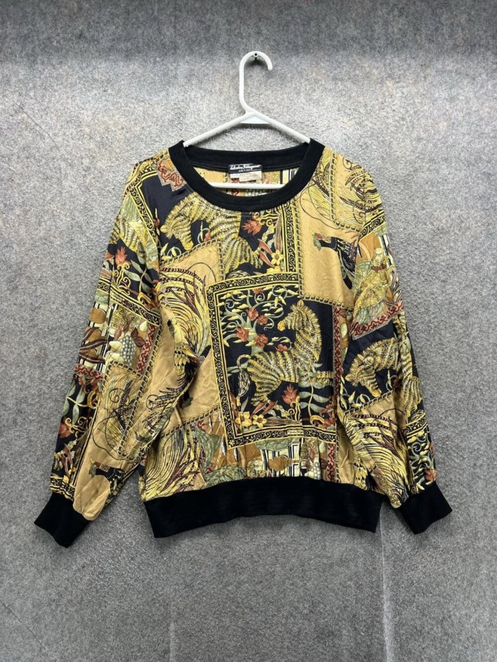 Salvatore Ferragamo Sweater Women One Size Silk Zebra Print Top Made Italy RARE